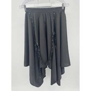 Asymmetrical Black Skirt with Eyelet Strap Detail Gothic‎ Punk Unique